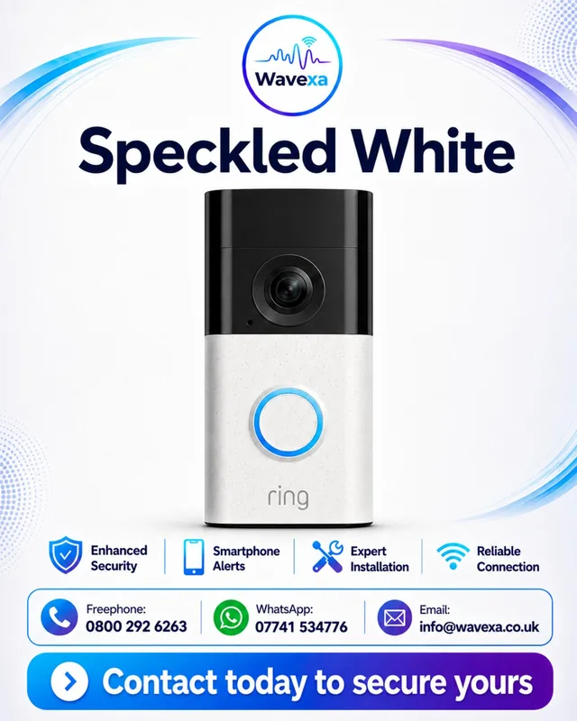 Ring doorbell product artwork in Speckled White
